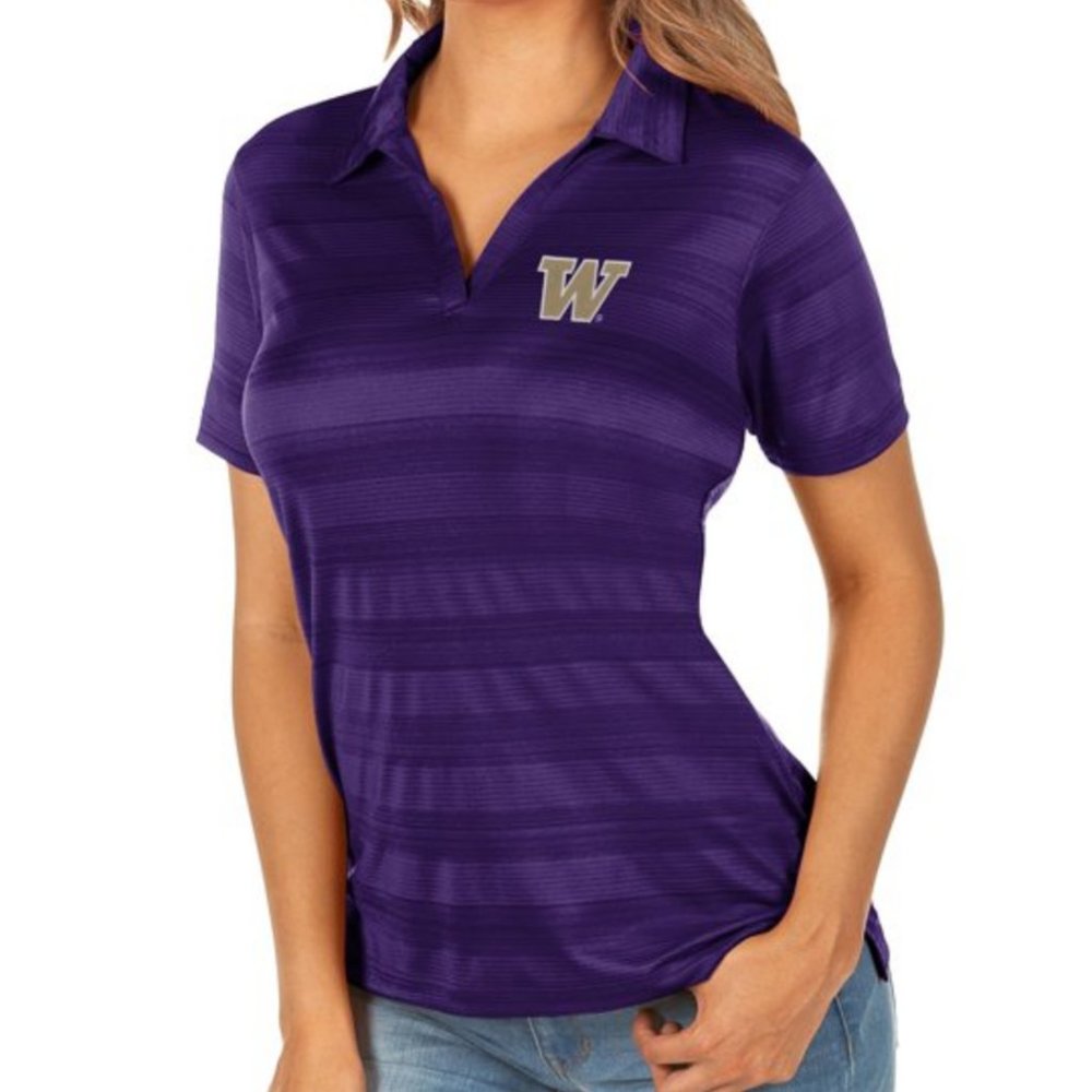Women's Antigua Purple Washington Huskies Compass Polo XXL